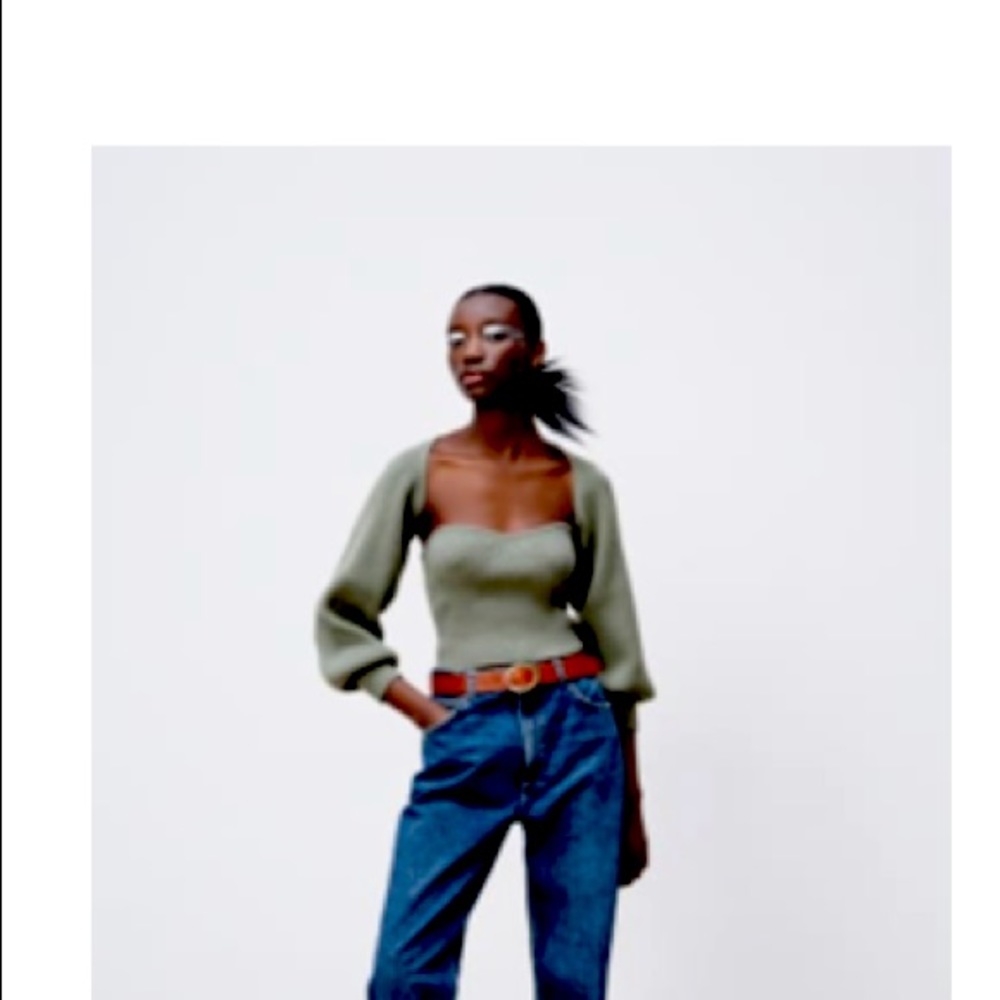 Zara cropped knit tube top and sweater